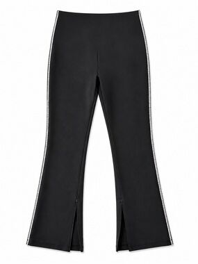 Good American Black Flare Pants with Rhinestone Side Trim